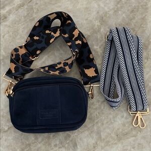Pom Pom London Navy Suede Crossbody